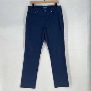 Pelago Gambe Chino Pants Mens 34 Navy Blue Stretch Logo Mid Rise Straight Leg